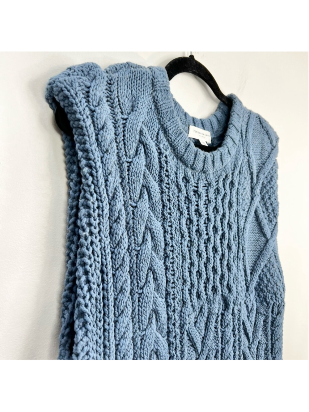 Tomorrowland Japan wool blend chunky cable knit oversized SAMPLE sweater vest S - Picture 9 of 16